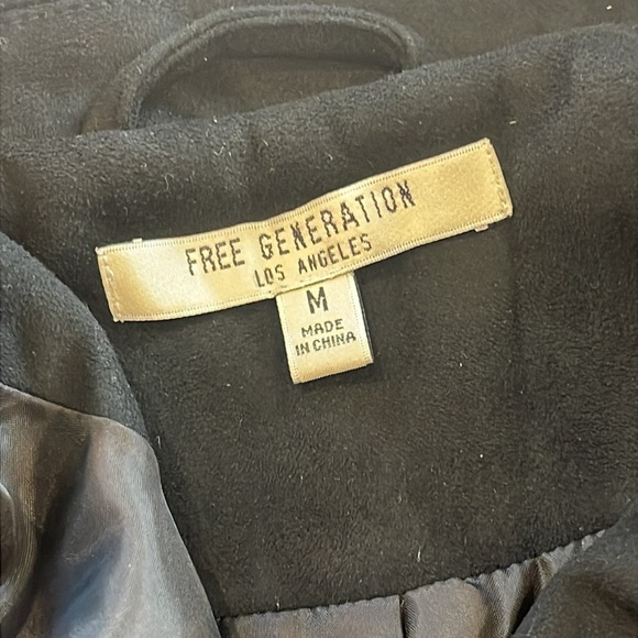 Free Generation Los Angeles Black Suede Jacket - Size M - Zipper & Gold Buttons - Picture 14 of 14